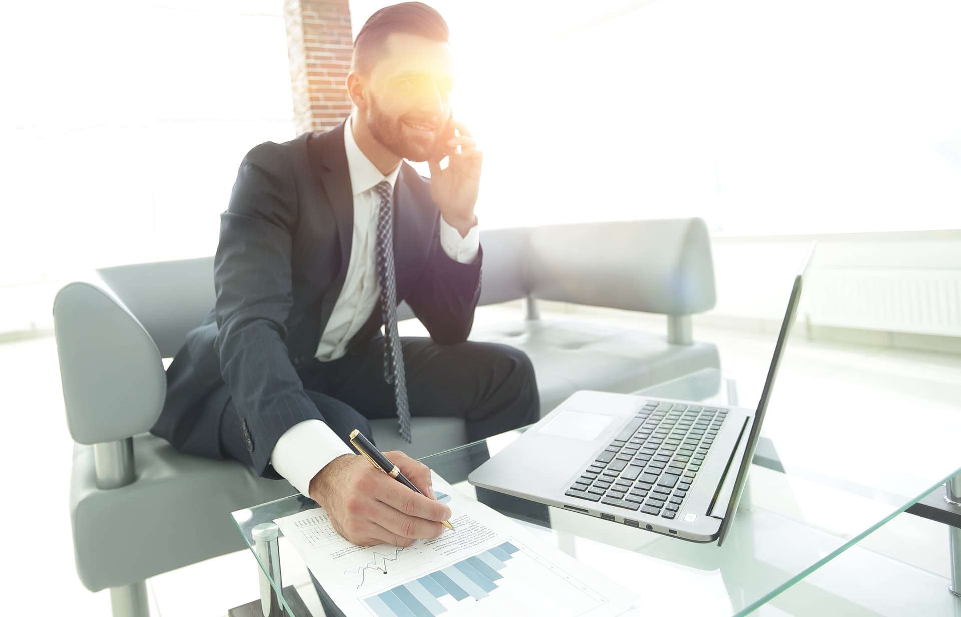 men doing consulting by phone